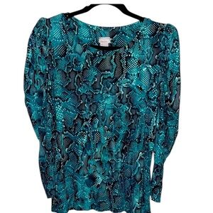 Chico’s Stylish Teal Patterned Women's Top